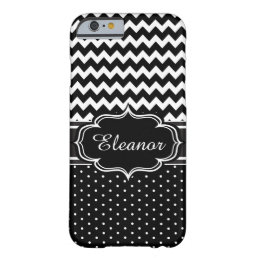 Black and White Add Your Name Chevron Polka Dot Barely There iPhone 6 Case