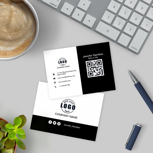 Black and White add your QR Code Business Card