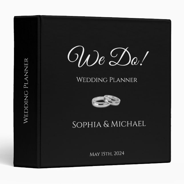 Black and White Affair- Wedding-Planner 3 Ring Binder (Front/Spine)