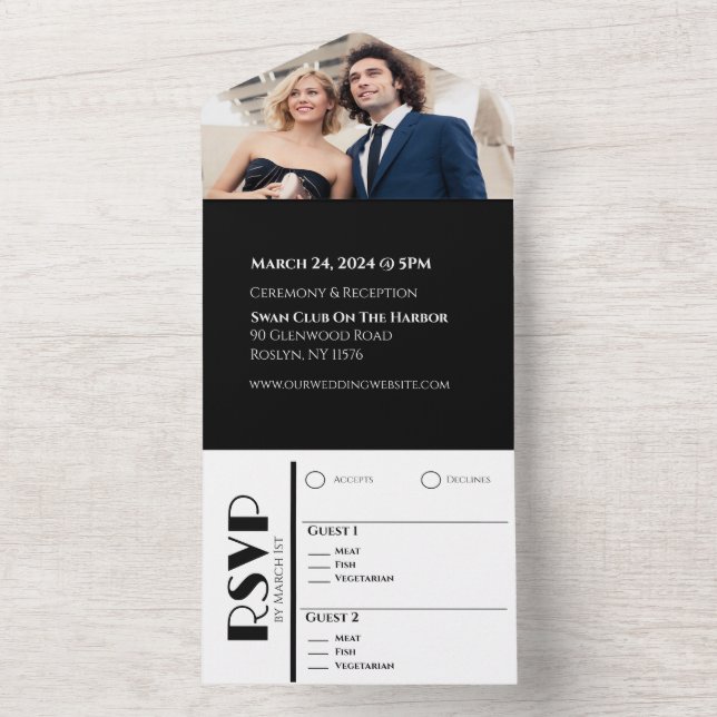 Black and White Affair-Wedding Rings- All In One I Invitation (Inside)