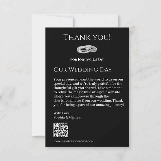 Black and White Affair Wedding- Thank You Card (Back)