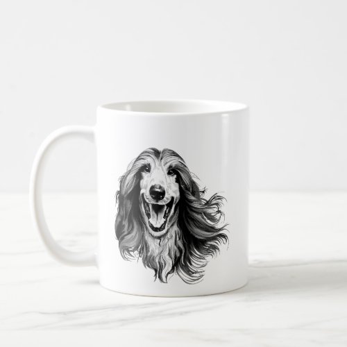 Black and white Afghan hound   Cute Hound Coffee Mug