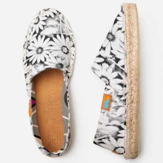 Black and White African Daisy Pattern Espadrilles