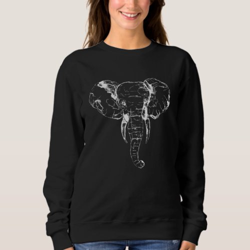 Black and White African Elephant Head Sweatshirt