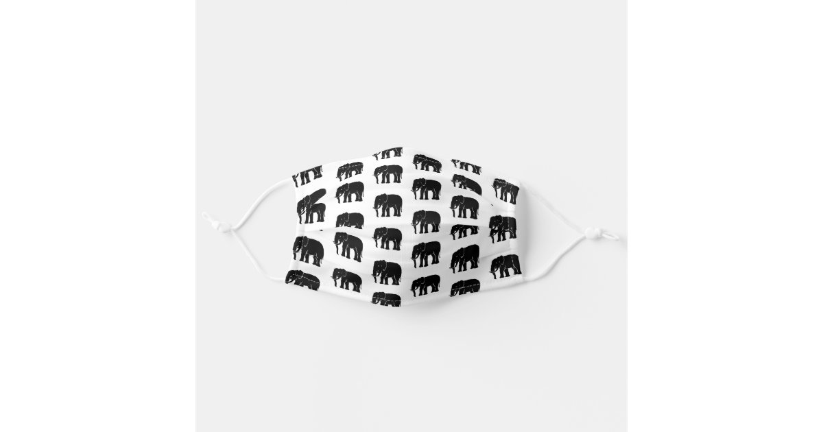 Black And White African Elephant Icon Silhouette Cloth Face Mask Zazzle Com