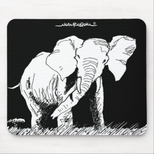 Black and White African Elephant in Gabon Mouse Pad