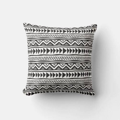 Black And White African Ethnic Pattern Throw Pillow
