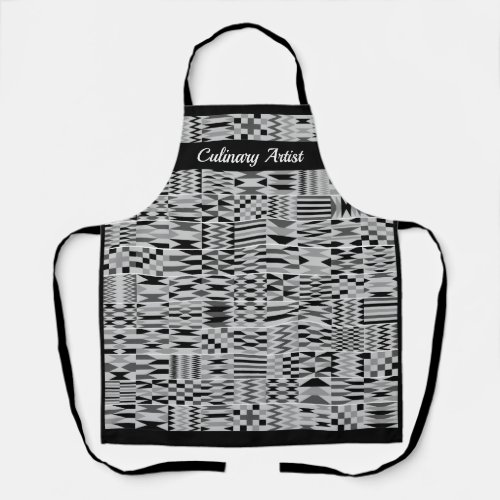 Black and White African Kente K46 All_Over Print Apron