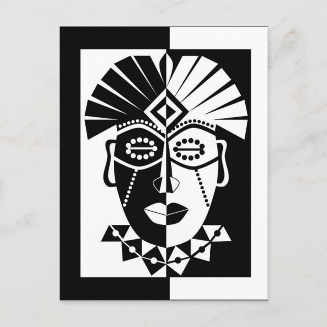 Black and white African mask Postcard (Front)