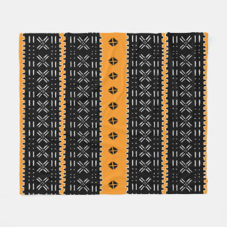 Black And White African Mud Cloth Pattern Fleece Blanket