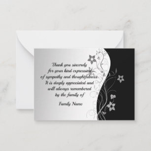 Black And White After Funeral Thank You Cards