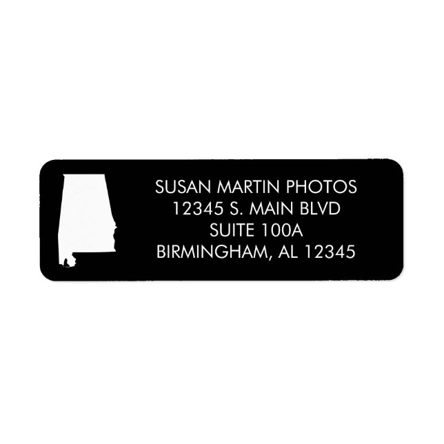 Black and White Alabama Modern Minimalist Label (Front)