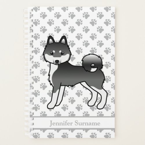 Black And White Alaskan Klee Kai Cartoon Dog Planner