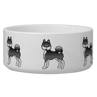 Black And White Alaskan Klee Kai Cute Cartoon Dog Bowl