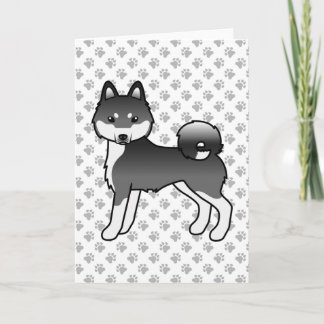 Black And White Alaskan Klee Kai Cute Cartoon Dog Card