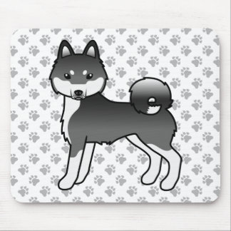 Black And White Alaskan Klee Kai Cute Cartoon Dog Mouse Pad