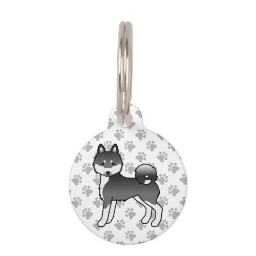 Black And White Alaskan Klee Kai Cute Cartoon Dog Pet ID Tag