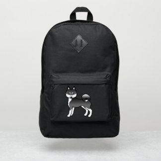 Black And White Alaskan Klee Kai Cute Cartoon Dog Port Authority® Backpack