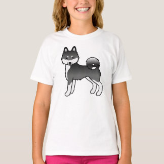 Black And White Alaskan Klee Kai Cute Cartoon Dog T-Shirt