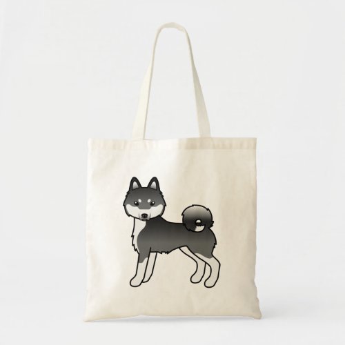 Black And White Alaskan Klee Kai Cute Cartoon Dog Tote Bag