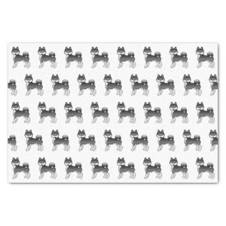 Black And White Alaskan Klee Kai Cute Dog Pattern Tissue Paper