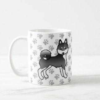 Black And White Alaskan Klee Kai Cute Dog &amp; Paws Coffee Mug