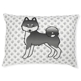 Black And White Alaskan Klee Kai Cute Dog &amp; Paws Pet Bed