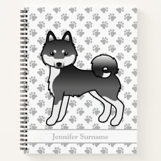 Black And White Alaskan Klee Kai Dog &amp; Custom Text Notebook