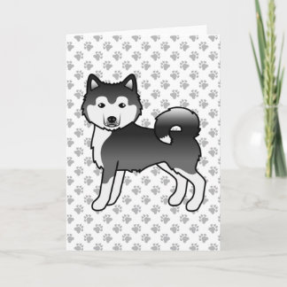 Black And White Alaskan Malamute Cute Cartoon Dog Card