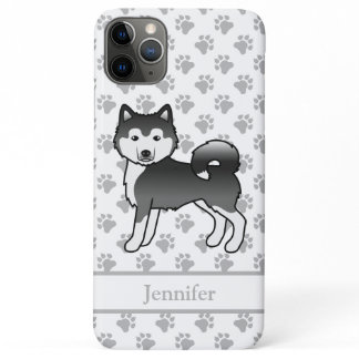 Black And White Alaskan Malamute Cute Dog &amp; Name iPhone 11 Pro Max Case