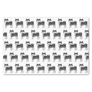 Black And White Alaskan Malamute Cute Dog Pattern Tissue Paper
