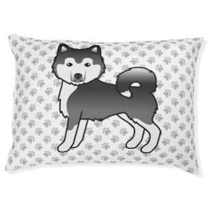 Black And White Alaskan Malamute Cute Dog & Paws Pet Bed
