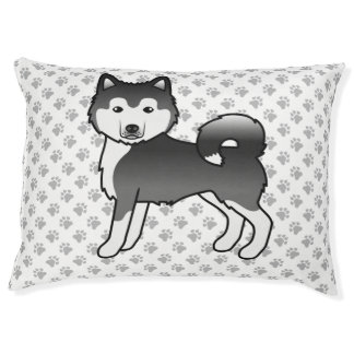 Black And White Alaskan Malamute Cute Dog &amp; Paws Pet Bed
