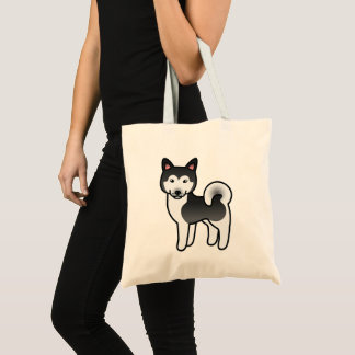 Black And White Alaskan Malamute Dog Illustration Tote Bag