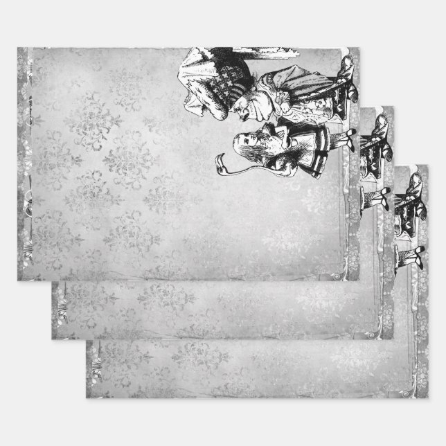 Black and White Alice in Wonderland with Duchess Wrapping Paper Sheets (Set)