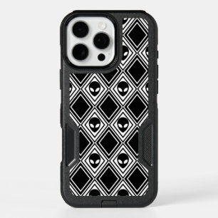 Black and White Alien Argyle Pattern iPhone 16 Pro Max Case