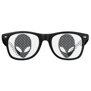 Black and White Alien Head Retro Sunglasses