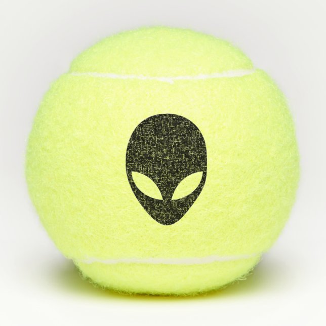 Black and White Alien Head Tennis Balls (Front)