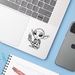 Black and White Alien Sticker