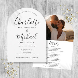 Black And White All In One Photo Arch Wedding Invitation