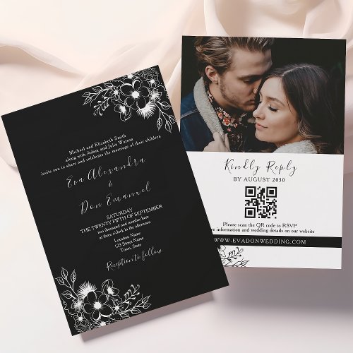 Black and White All in One Wedding Invitation
