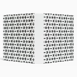 Black and White All Math Symbols Lino Cut 3 Ring Binder