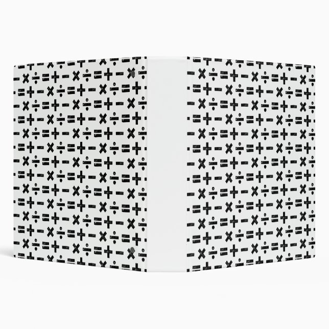 Black and White All Math Symbols Lino Cut 3 Ring Binder (Background)