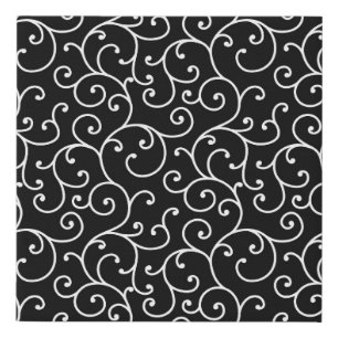 Black and White allover seamless scroll designpatt Faux Canvas Print