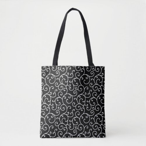 Black and White allover seamless scroll designpatt Tote Bag