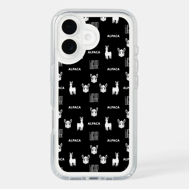 Black and White Alpaca iPhone 16 Case by Wighar (Front)