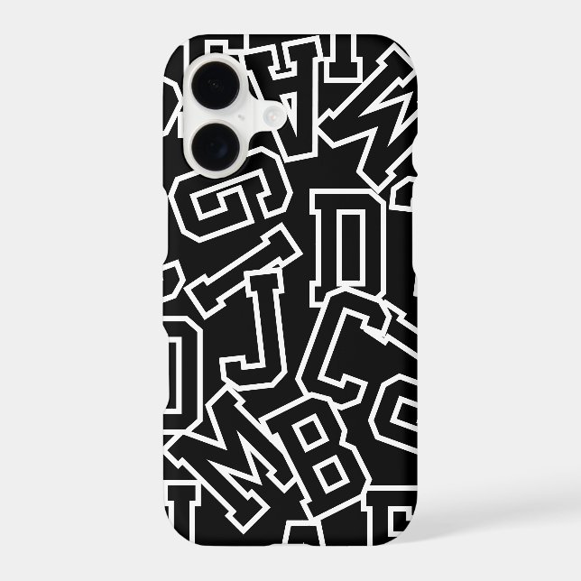 Black and White Alphabet and Numbers iPhone Case (Back)