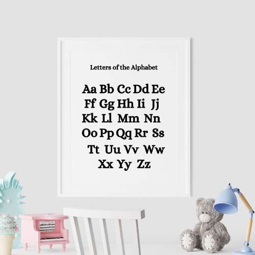 Black and White Alphabet Educational Poster