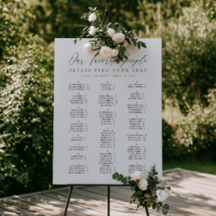 Black and White Alphabetical Seating Chart Foam Board