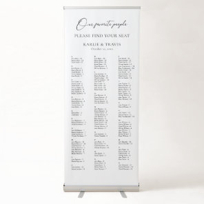 Black and White Alphabetical Wedding Seating Chart Retractable Banner